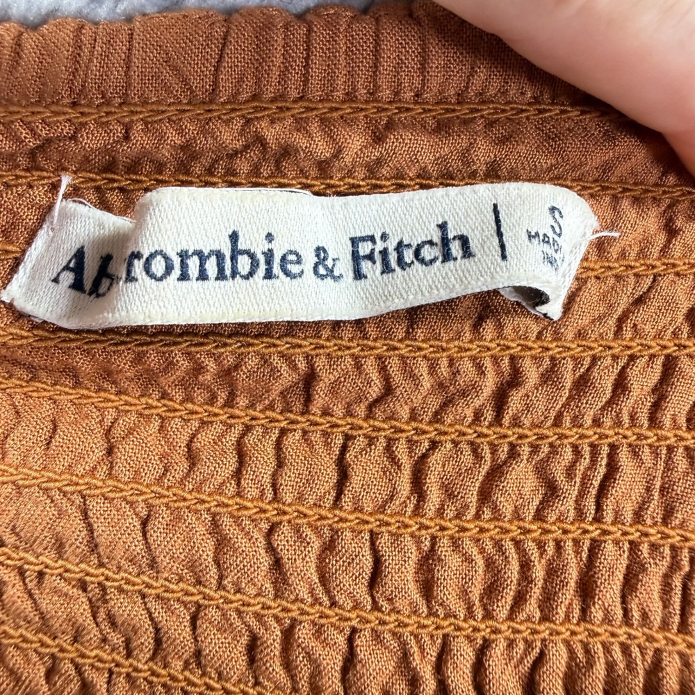Abercrombie & Fitch Midi Dress Womens Small Rusty Orange Smocked Boho Slit - Picture 3 of 7
